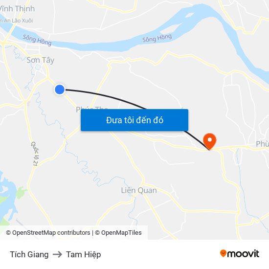 Tích Giang to Tam Hiệp map