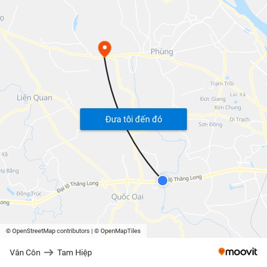 Vân Côn to Tam Hiệp map