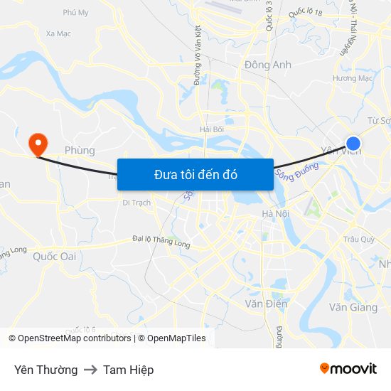 Yên Thường to Tam Hiệp map