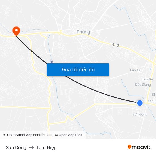 Sơn Đồng to Tam Hiệp map