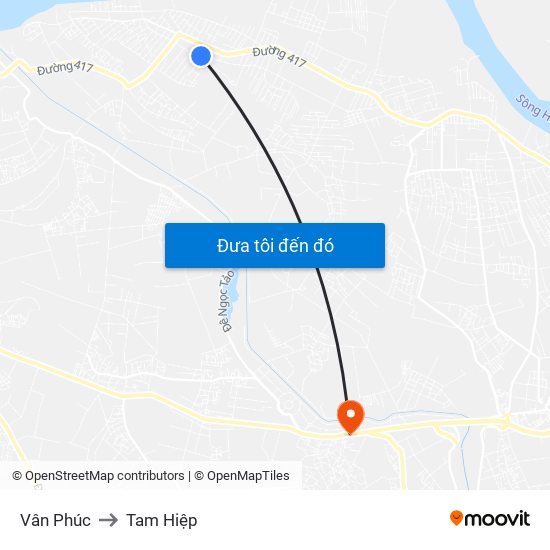 Vân Phúc to Tam Hiệp map