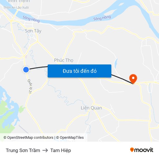 Trung Sơn Trầm to Tam Hiệp map