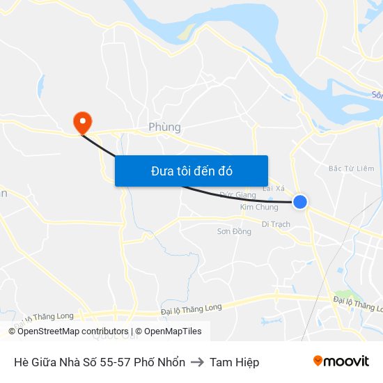 Hè Giữa Nhà Số 55-57 Phố Nhổn to Tam Hiệp map