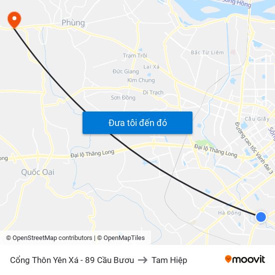 Cổng Thôn Yên Xá - 89 Cầu Bươu to Tam Hiệp map