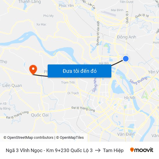 Ngã 3 Vĩnh Ngọc - Km 9+230 Quốc Lộ 3 to Tam Hiệp map