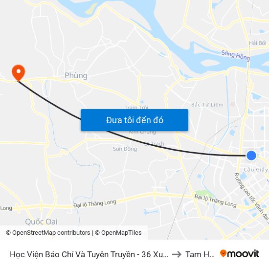 Học Viện Báo Chí Và Tuyên Truyền - 36 Xuân Thủy to Tam Hiệp map