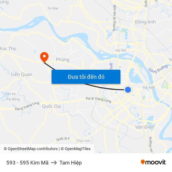 593 - 595 Kim Mã to Tam Hiệp map