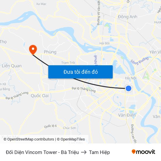 Đối Diện Vincom Tower - Bà Triệu to Tam Hiệp map