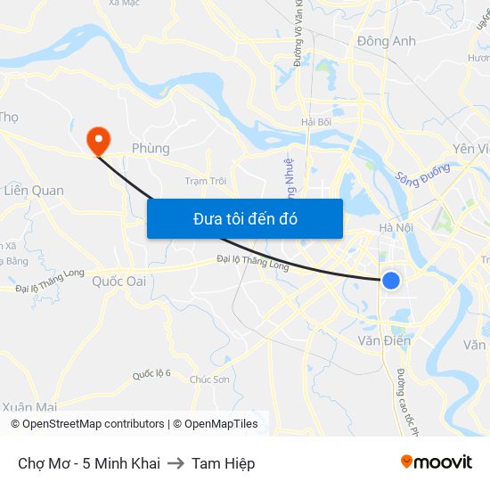 Chợ Mơ - 5 Minh Khai to Tam Hiệp map