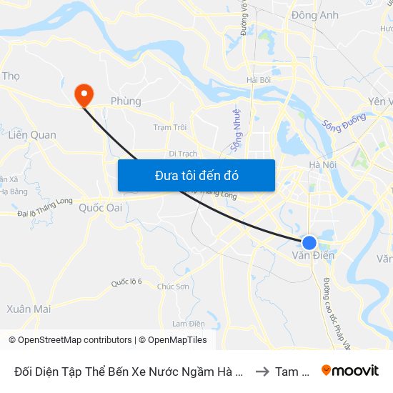 Đối Diện Tập Thể Bến Xe Nước Ngầm Hà Nội - Ngọc Hồi to Tam Hiệp map