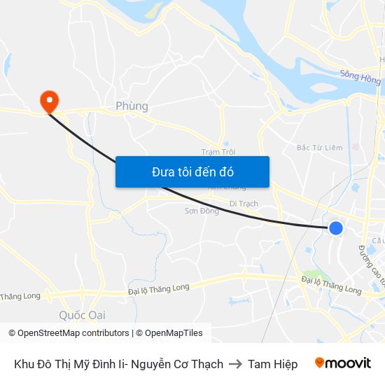 Khu Đô Thị Mỹ Đình Ii- Nguyễn Cơ Thạch to Tam Hiệp map
