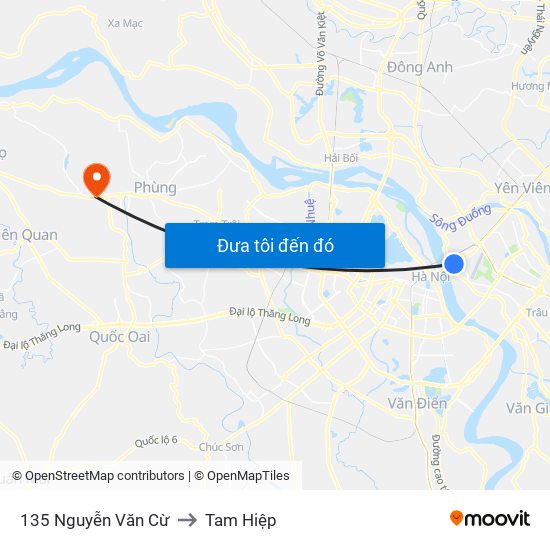 135 Nguyễn Văn Cừ to Tam Hiệp map