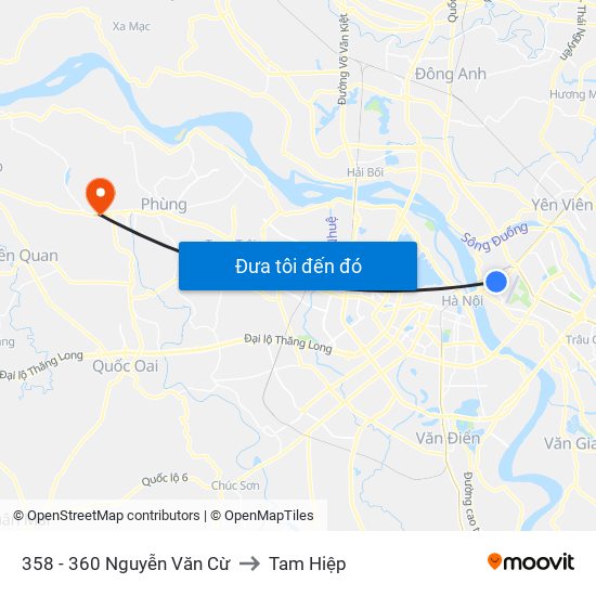 358 - 360 Nguyễn Văn Cừ to Tam Hiệp map