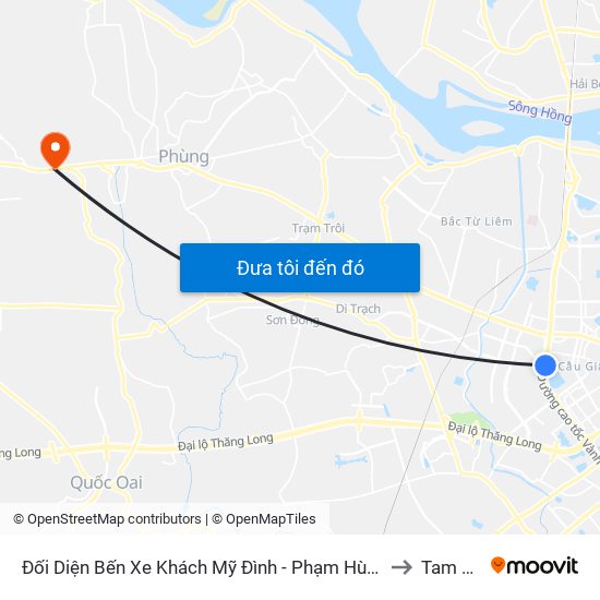 Đối Diện Bến Xe Khách Mỹ Đình - Phạm Hùng (Cột Trước) to Tam Hiệp map