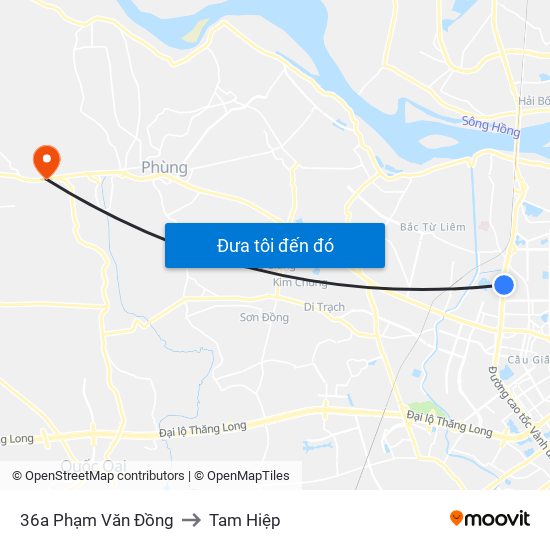 36a Phạm Văn Đồng to Tam Hiệp map