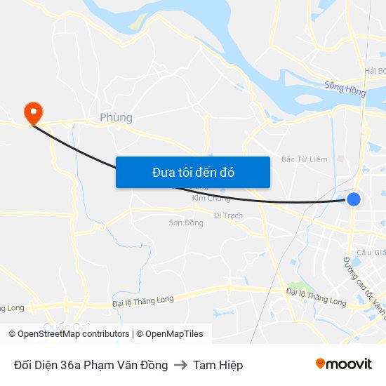 Đối Diện 36a Phạm Văn Đồng to Tam Hiệp map