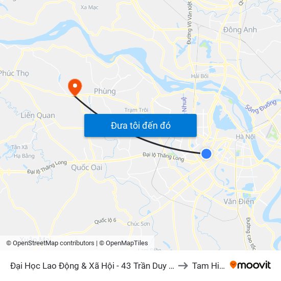 Đại Học Lao Động & Xã Hội - 43 Trần Duy Hưng to Tam Hiệp map