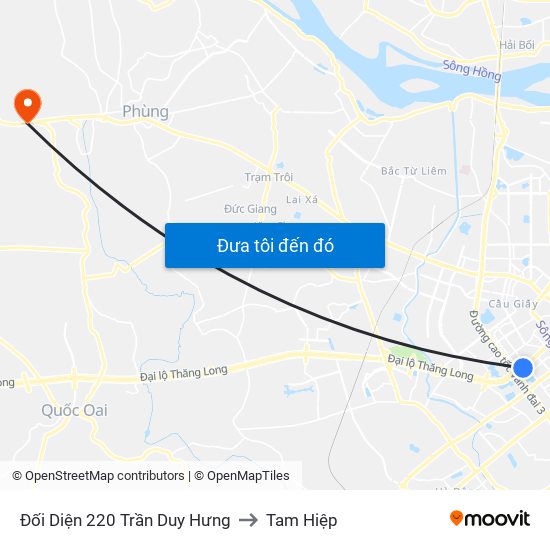 Đối Diện 220 Trần Duy Hưng to Tam Hiệp map