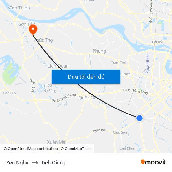Yên Nghĩa to Tích Giang map