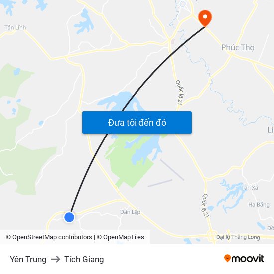 Yên Trung to Tích Giang map