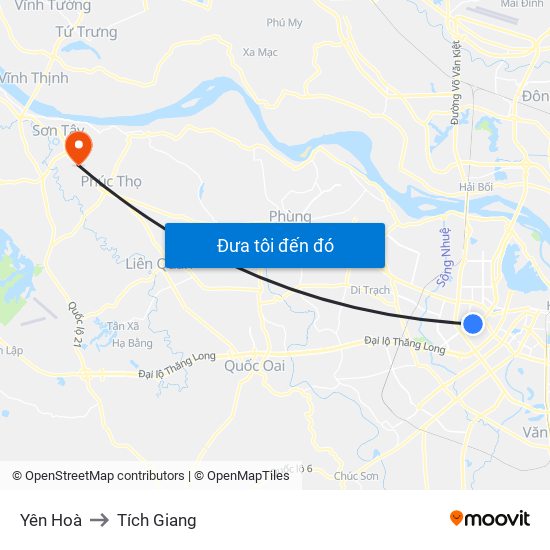 Yên Hoà to Tích Giang map