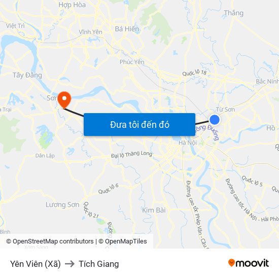 Yên Viên (Xã) to Tích Giang map