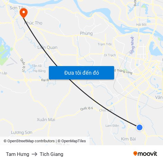 Tam Hưng to Tích Giang map