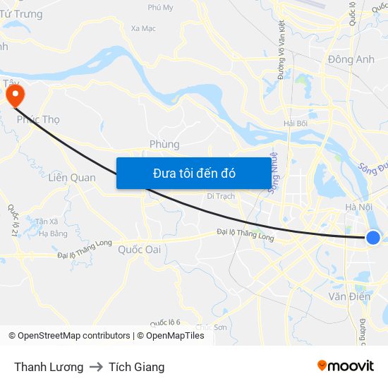 Thanh Lương to Tích Giang map