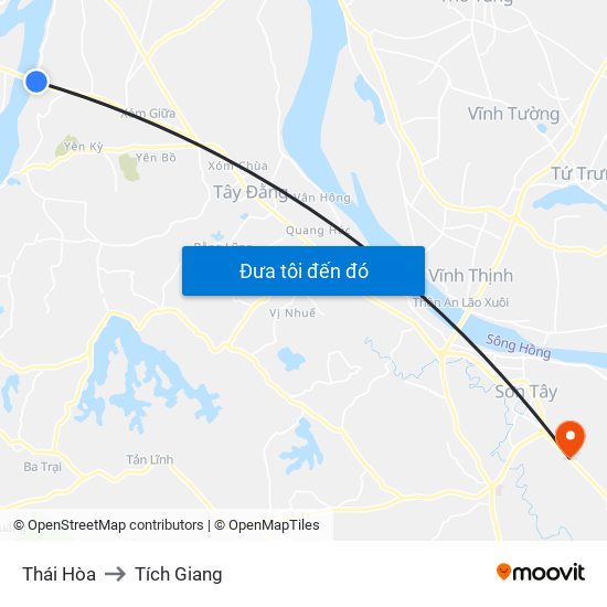Thái Hòa to Tích Giang map