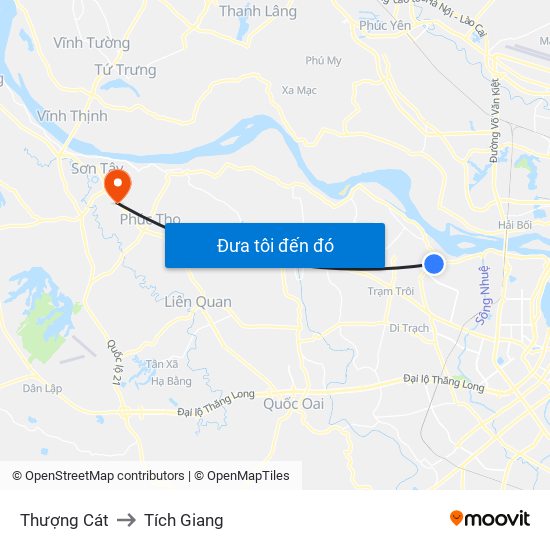 Thượng Cát to Tích Giang map