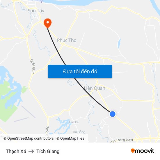 Thạch Xá to Tích Giang map