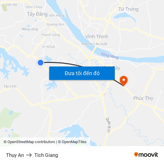 Thụy An to Tích Giang map