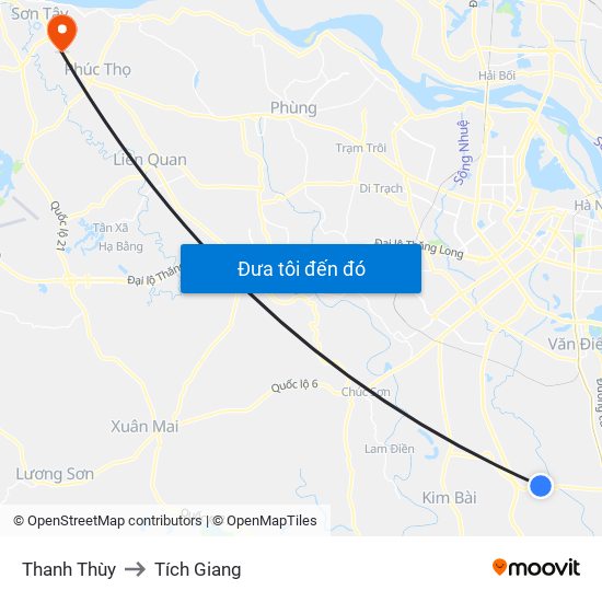 Thanh Thùy to Tích Giang map