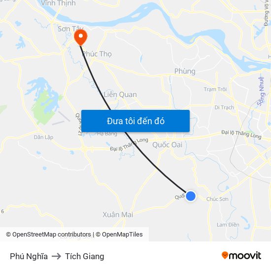 Phú Nghĩa to Tích Giang map