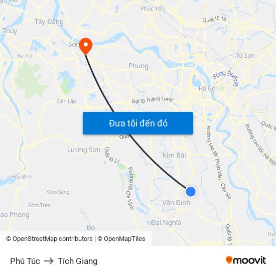 Phú Túc to Tích Giang map