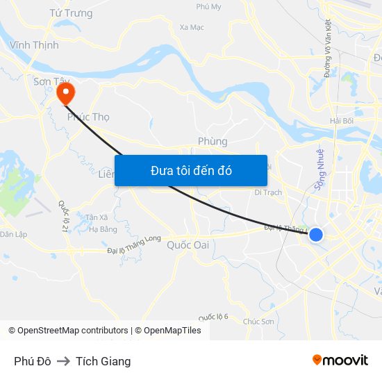 Phú Đô to Tích Giang map