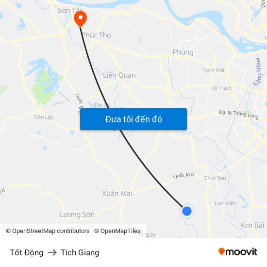 Tốt Động to Tích Giang map