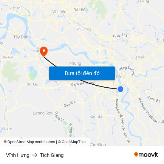 Vĩnh Hưng to Tích Giang map