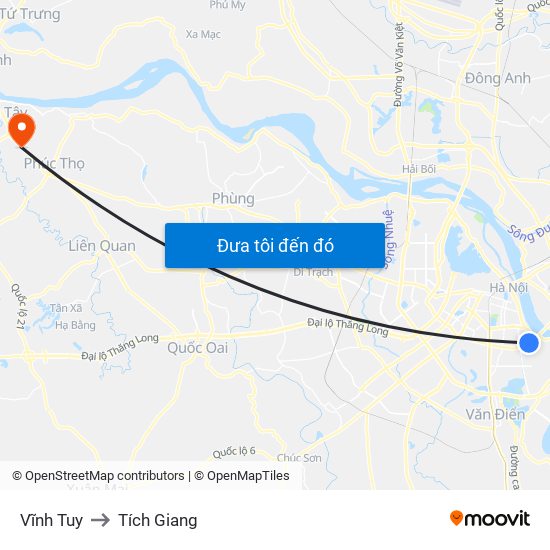 Vĩnh Tuy to Tích Giang map