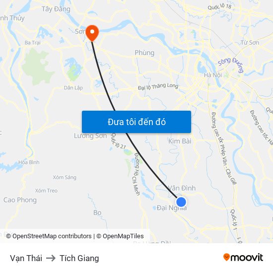 Vạn Thái to Tích Giang map