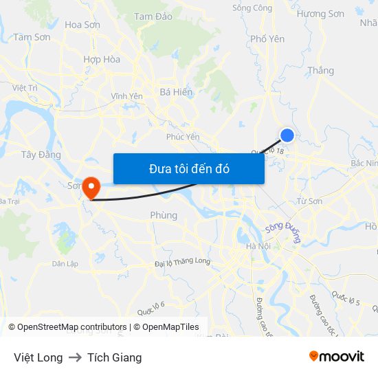 Việt Long to Tích Giang map