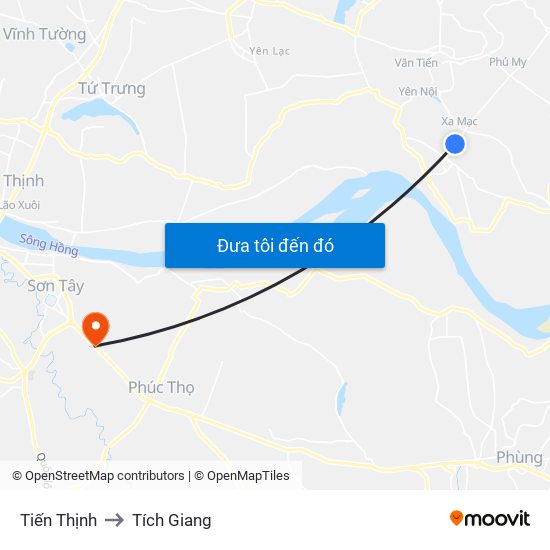 Tiến Thịnh to Tích Giang map