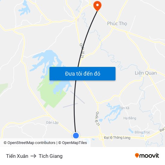 Tiến Xuân to Tích Giang map