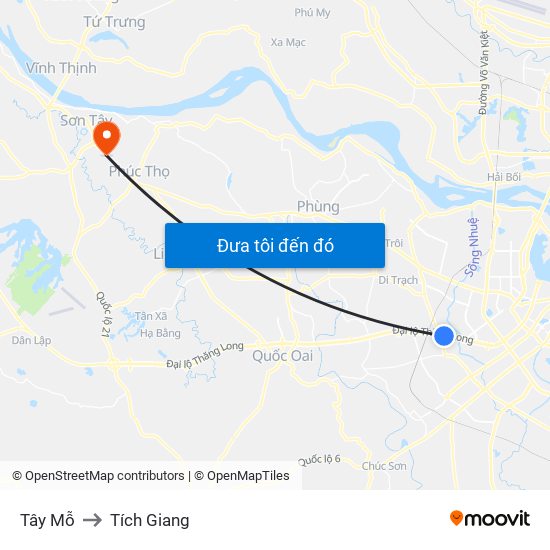 Tây Mỗ to Tích Giang map