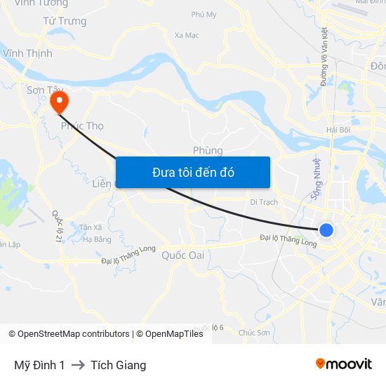 Mỹ Đình 1 to Tích Giang map