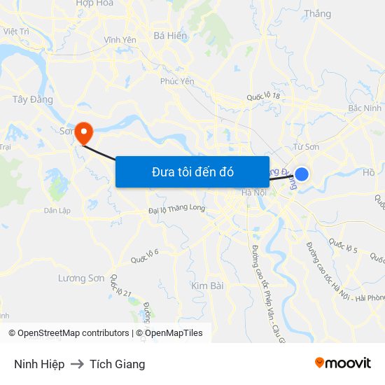 Ninh Hiệp to Tích Giang map