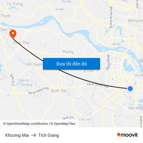Khương Mai to Tích Giang map