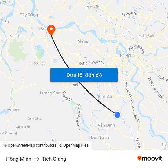 Hồng Minh to Tích Giang map