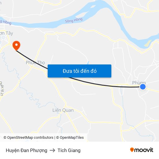 Huyện Đan Phượng to Tích Giang map