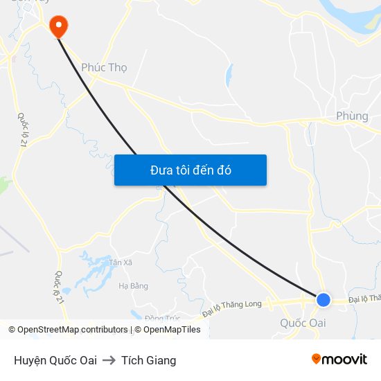 Huyện Quốc Oai to Tích Giang map